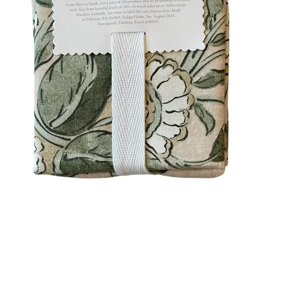 LOVEKIN Tavi Bloom Napkins 18x18 Green Spring Floral 100% Cotton NEW